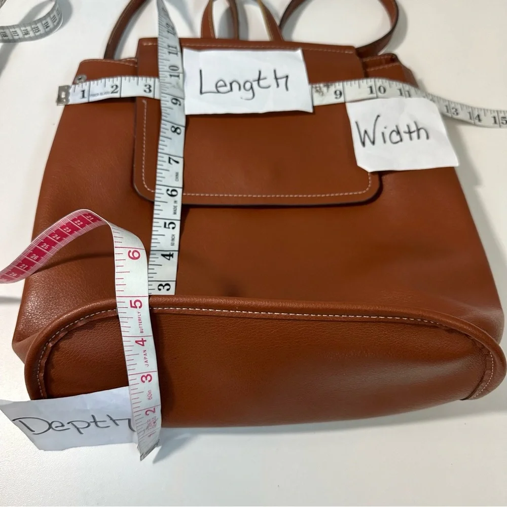 Zara Brown Faux Leather 12x11x5 Backpack
